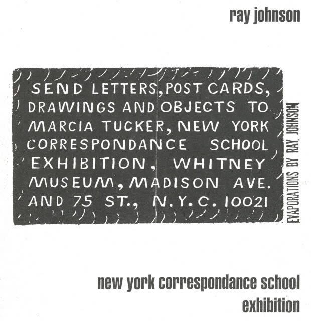 Uitnodiging voor de eerste mail art show, door Ray Johnson