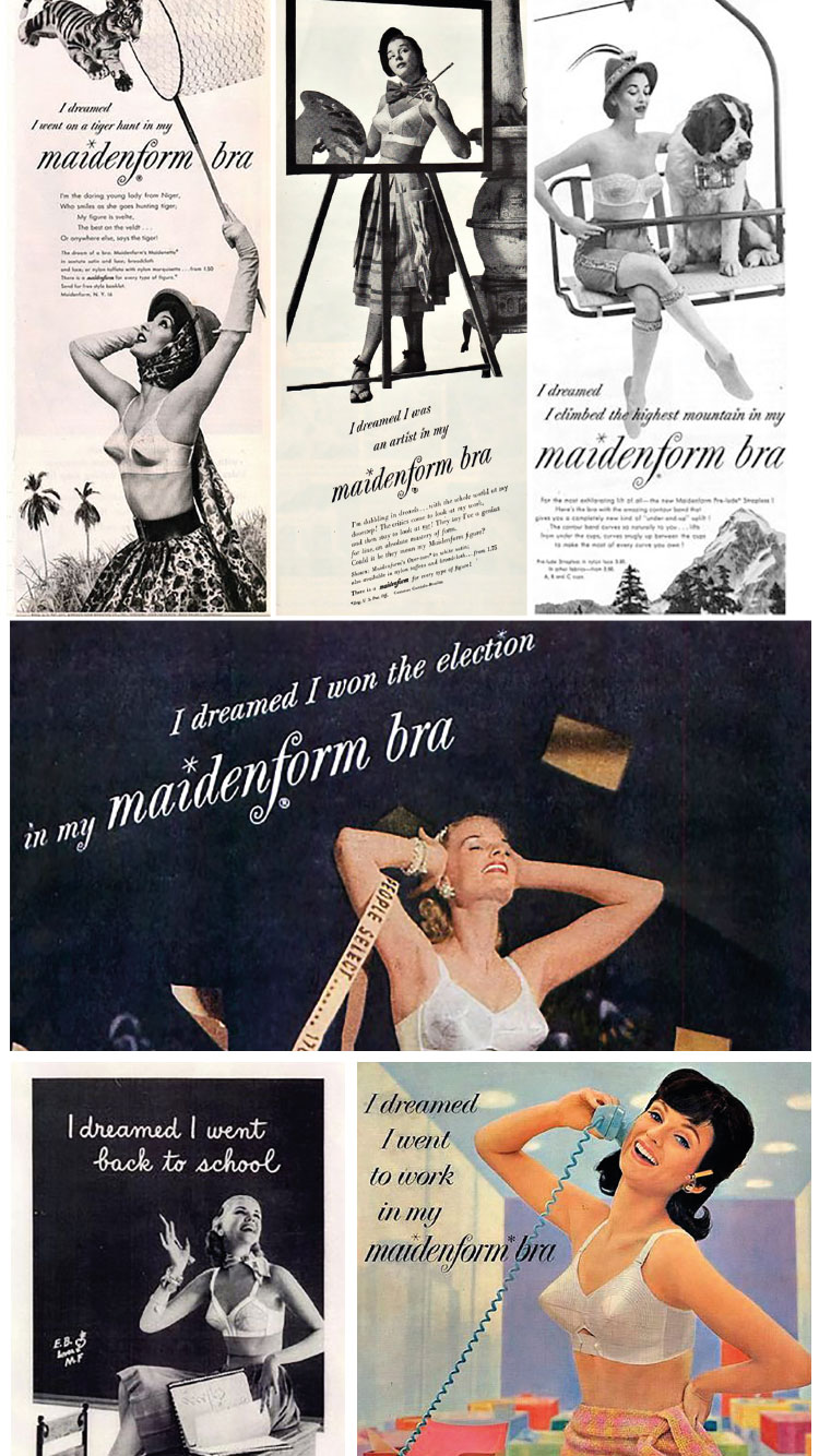 1949 Maidenform Bra Ad - I dreamed I went strolling in my