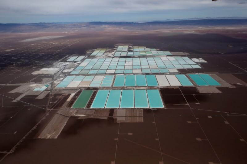 Alvarado I., Reuters 
  (7 February 2018). Brine pools of SQM lithium mine on the Atacama salt flat, Atacama desert of northern Chile.
  