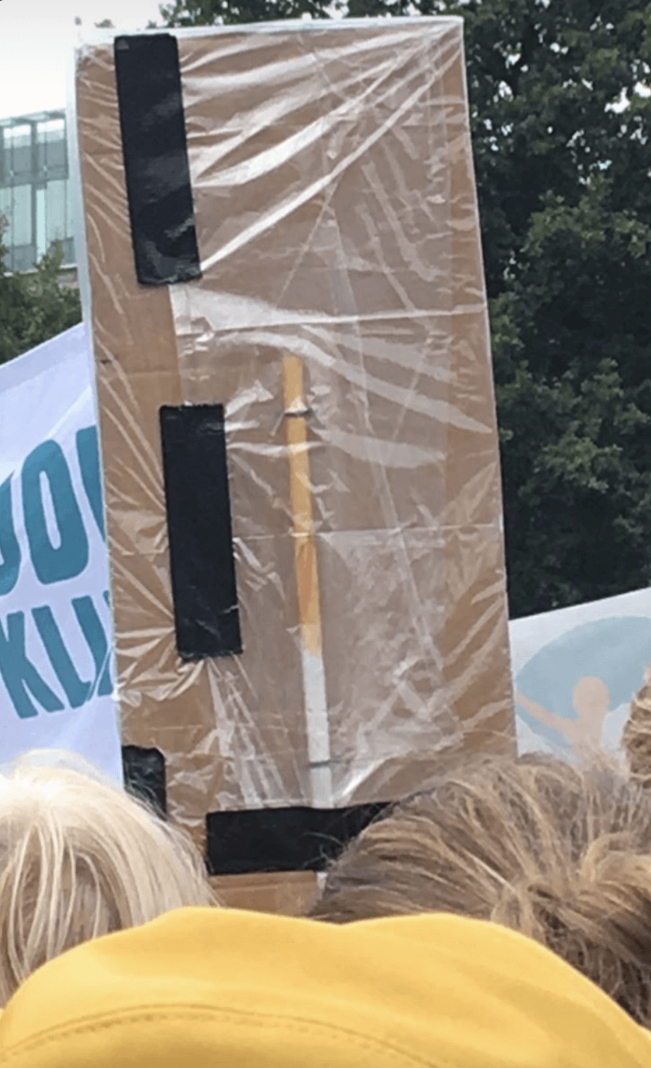 Climate march in The Hague. Handmade sign of an unknown participant. Sproge K.M. (2020).