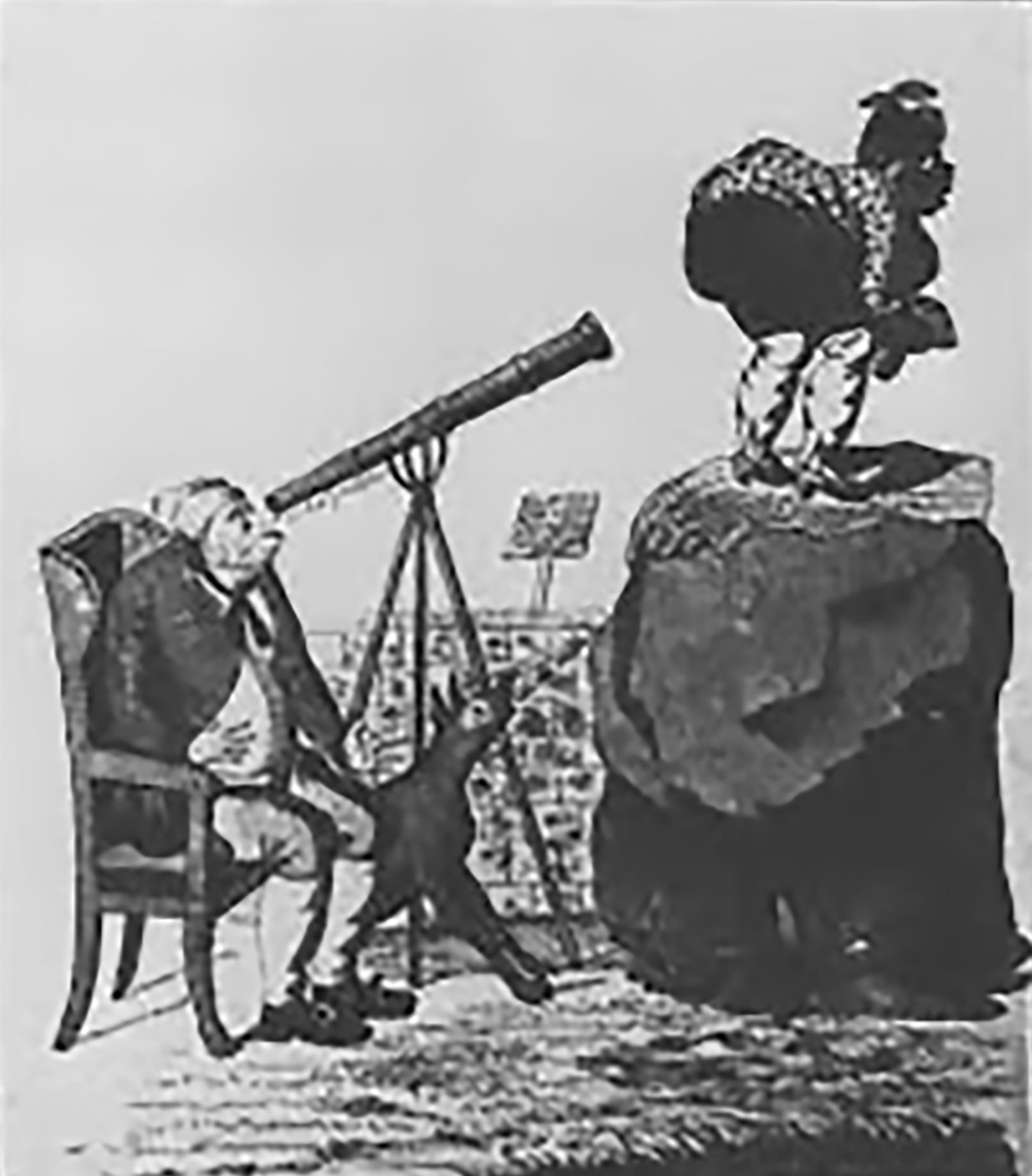 German caricature of man viewing the Hottentot Venus