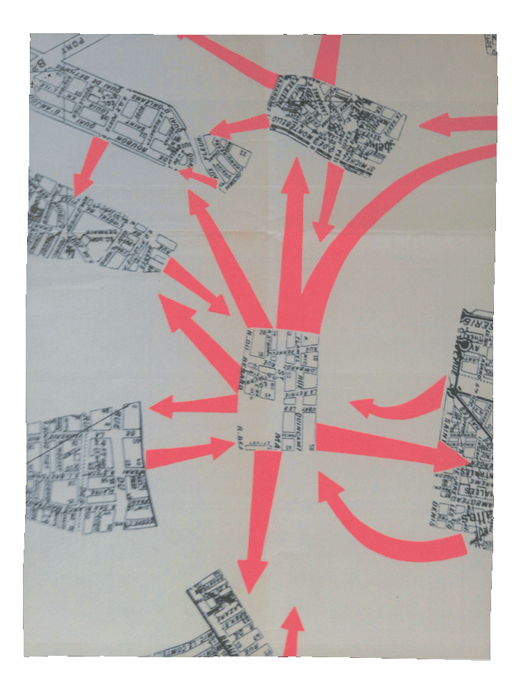 Situationnist map from Guy Debord. It calls to drift 'dériver'!